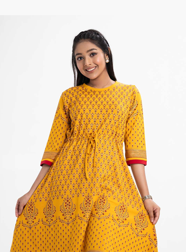 Yellow Cotton A-line Tunic
