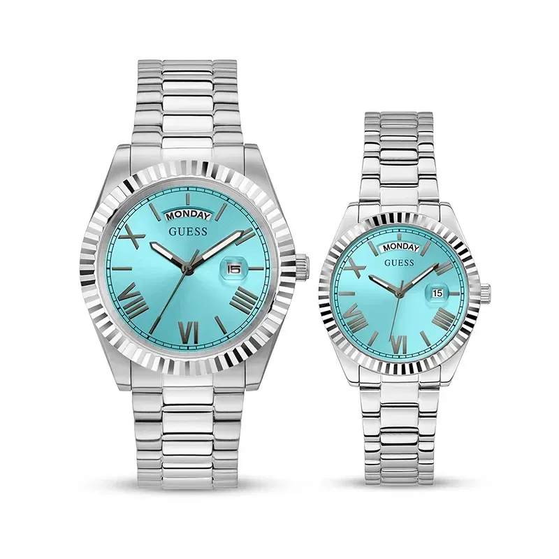 Olevs Luxurious Black Dial Two-tone Couple Watch | 5526