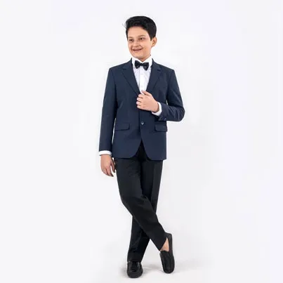 Boys Navy Color Slim Fit Blazer