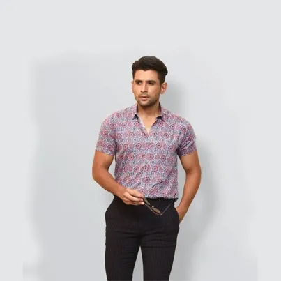 Exclusive Premium Quality Multicolor Half Sleeve Casual Printed Shirt For Men Collection By Fine Tex